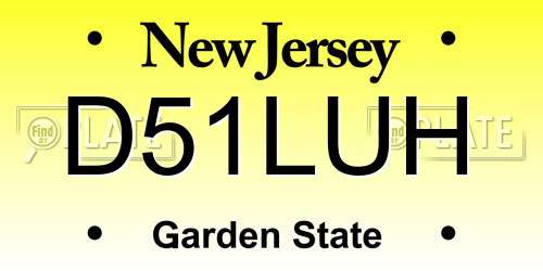 D51LUH New Jersey License Plate