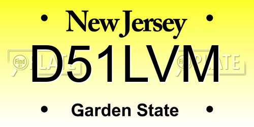 D51LVM New Jersey License Plate