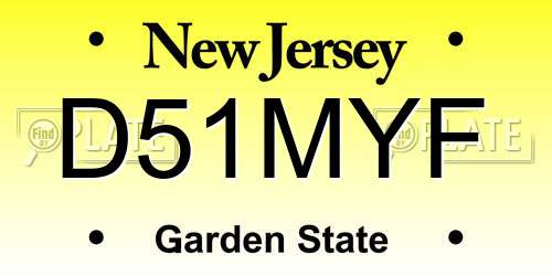 D51MYF New Jersey License Plate