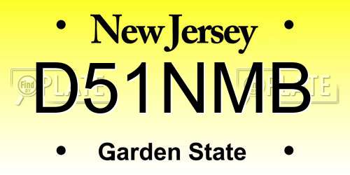 D51NMB New Jersey License Plate