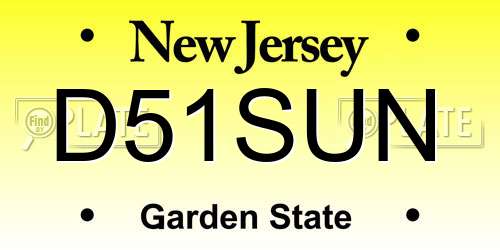 D51SUN New Jersey License Plate