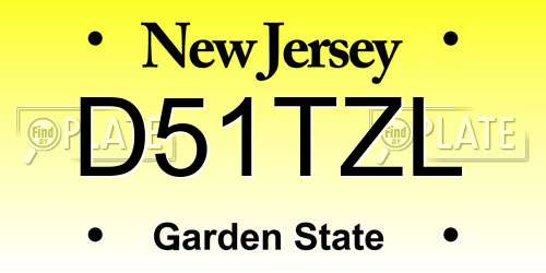 D51TZL New Jersey License Plate