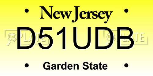 D51UDB New Jersey License Plate