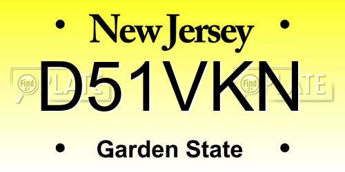 D51VKN New Jersey License Plate