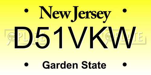 D51VKW New Jersey License Plate