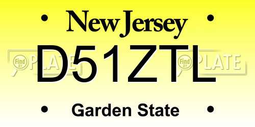D51ZTL New Jersey License Plate