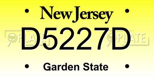 D5227D New Jersey License Plate