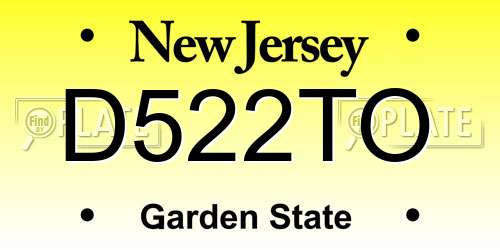 D522TO New Jersey License Plate