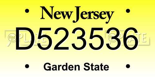 D523536 New Jersey License Plate