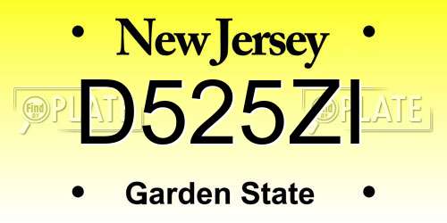 D525ZI New Jersey License Plate