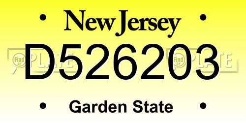 D526203 New Jersey License Plate