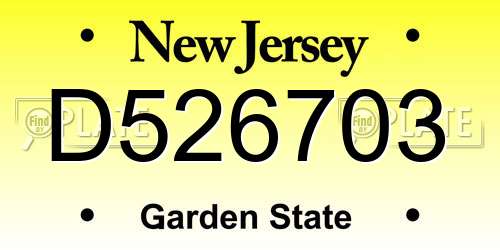 D526703 New Jersey License Plate