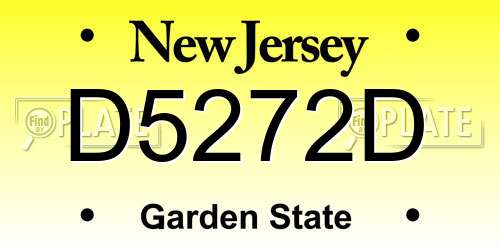 D5272D New Jersey License Plate