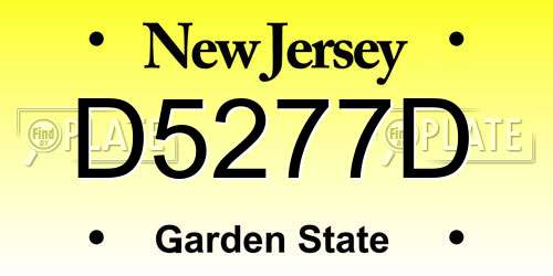 D5277D New Jersey License Plate