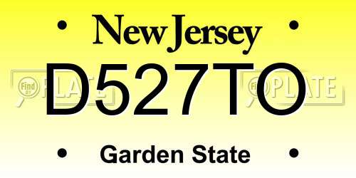 D527TO New Jersey License Plate