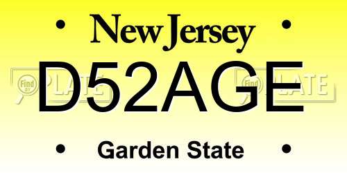 D52AGE New Jersey License Plate