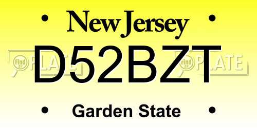 D52BZT New Jersey License Plate