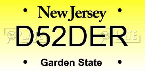 D52DER New Jersey License Plate