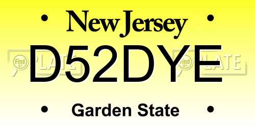 D52DYE New Jersey License Plate