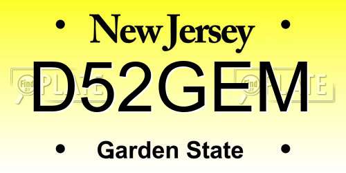 D52GEM New Jersey License Plate