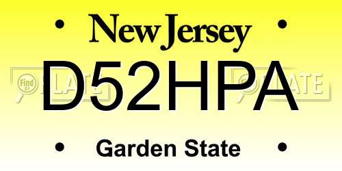 D52HPA New Jersey License Plate