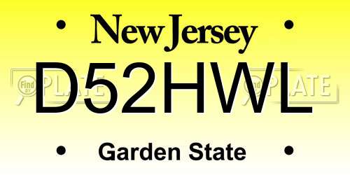 D52HWL New Jersey License Plate