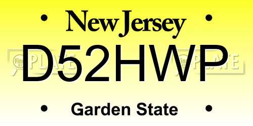 D52HWP New Jersey License Plate