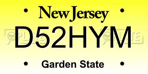 D52HYM New Jersey License Plate