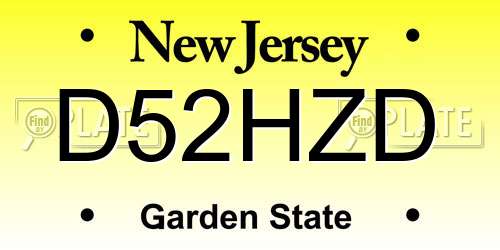 D52HZD New Jersey License Plate