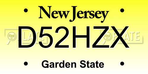 D52HZX New Jersey License Plate
