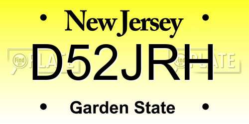 D52JRH New Jersey License Plate