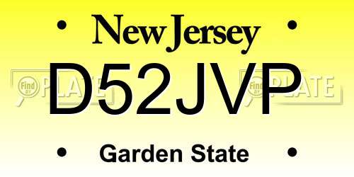 D52JVP New Jersey License Plate