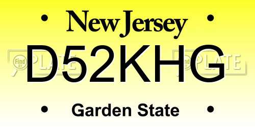 D52KHG New Jersey License Plate