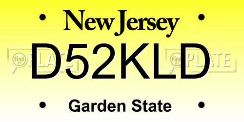 D52KLD New Jersey License Plate