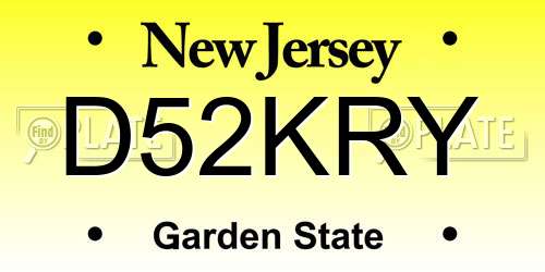 D52KRY New Jersey License Plate