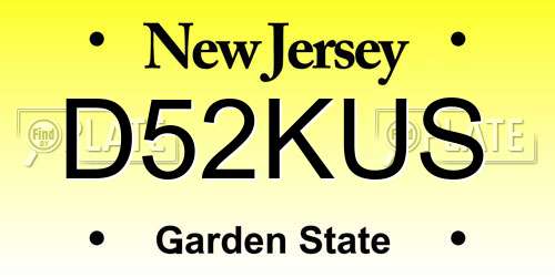 D52KUS New Jersey License Plate