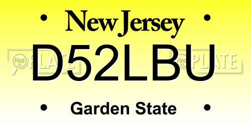 D52LBU New Jersey License Plate