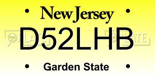 D52LHB New Jersey License Plate