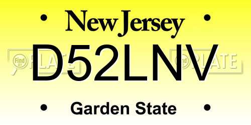 D52LNV New Jersey License Plate