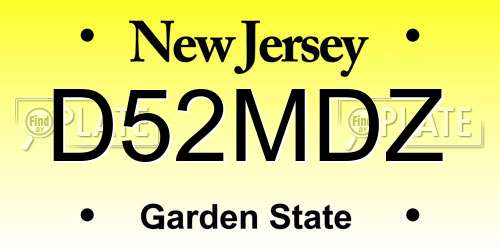 D52MDZ New Jersey License Plate