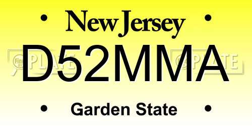 D52MMA New Jersey License Plate