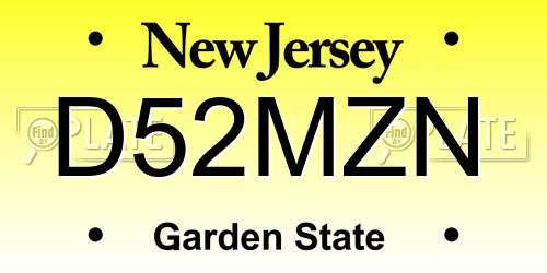 D52MZN New Jersey License Plate