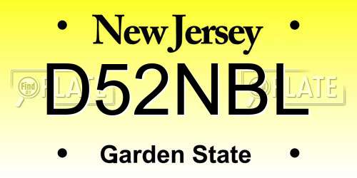 D52NBL New Jersey License Plate