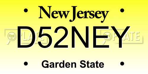 D52NEY New Jersey License Plate