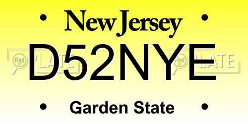 D52NYE New Jersey License Plate