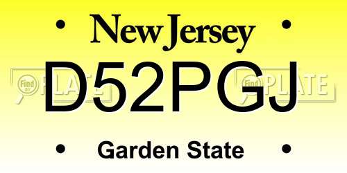 D52PGJ New Jersey License Plate