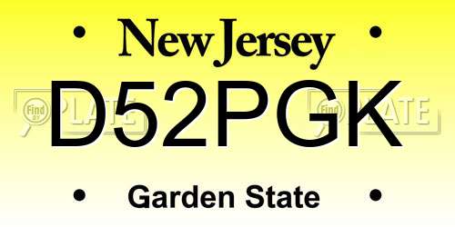 D52PGK New Jersey License Plate