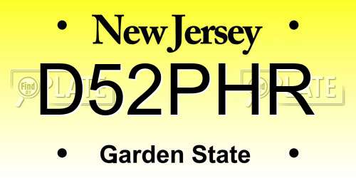 D52PHR New Jersey License Plate