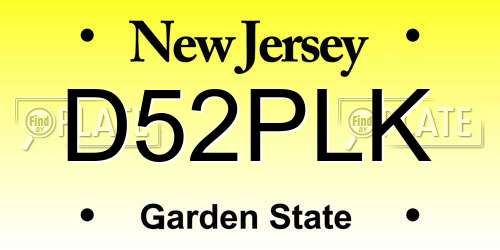 D52PLK New Jersey License Plate