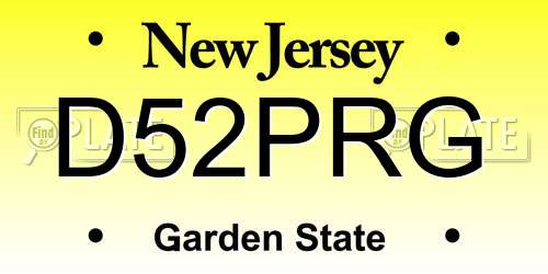 D52PRG New Jersey License Plate